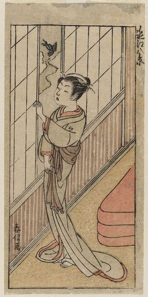 Suzuki Harunobu: Evening Bell at Mii-dera Temple (Mii no banshô), from the series Eight Views of Ômi (Ômi hakkei) - Museum of Fine Arts