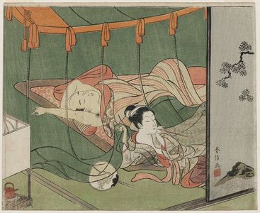 鈴木春信: Bedroom Scene with Mosquito Net - ボストン美術館