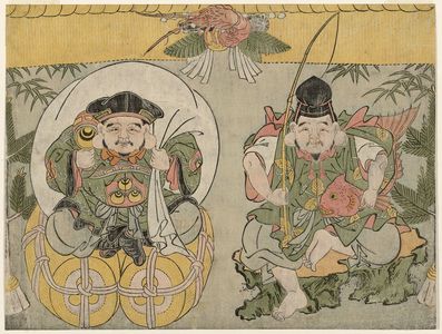 Unknown, 無款 (Artist Unknown, Japanese)による浮世絵「Ebisu and Daikoku」
