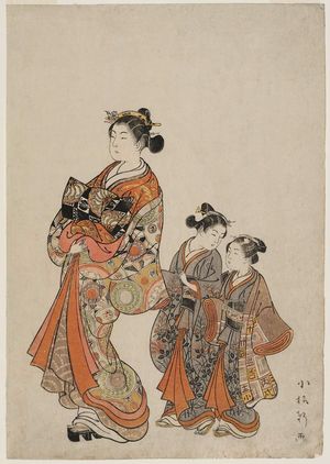 Komatsuken: Courtesan Parading with Two Kamuro - Museum of Fine Arts