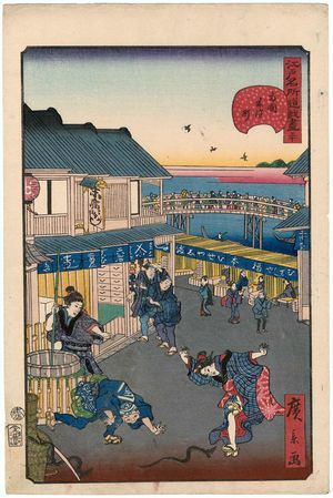 歌川広景: No. 30, Yonezawa-machi in Ryôgoku (Ryôgoku Yonezawa-machi), from the series Comical Views of Famous Places in Edo (Edo meisho dôke zukushi) - ボストン美術館