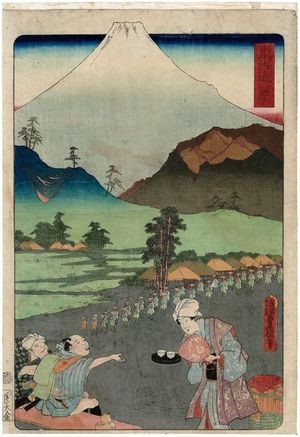 歌川国貞: Hara, from the series Scenes of Famous Places along the Tôkaidô Road (Tôkaidô meisho fûkei), also known as the Processional Tôkaidô (Gyôretsu Tôkaidô), here called Tôkaidô - ボストン美術館