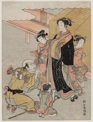 磯田湖龍齋: Pilgrims Bowing to a Courtesan - ボストン美術館