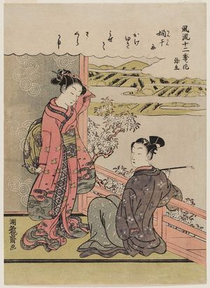 磯田湖龍齋: The Third Month (Yayoi), from the series Fashionable Flowers of the Twelve Months (Fûryû jûni ki no hana) - ボストン美術館