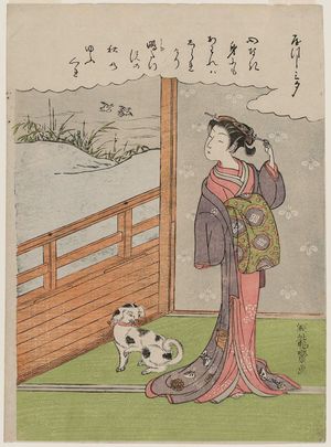 磯田湖龍齋: Poem by Saigyô Hôshi, from the series Three Evening Poems in Modern Guise (Yatsushi sanseki) - ボストン美術館