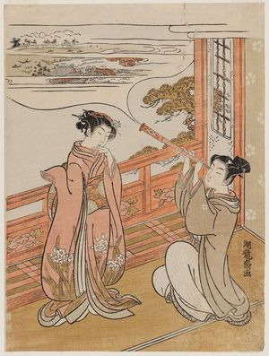 Isoda Koryusai: Young Couple with Telescope - Museum of Fine Arts