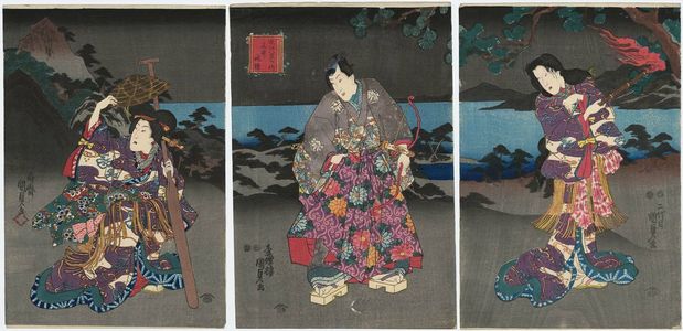Utagawa Kunisada II: Evening Bell at Mii-dera Temple (Mii banshô), from the series Eight Views of Ômi (Ômi hakkei no uchi) - Museum of Fine Arts