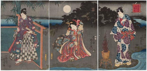 二代歌川国貞: Autumn Moon at Ishiyama Temple (Ishiyama shûgetsu), from the series Eight Views of Ômi (Ômi hakkei no uchi) - ボストン美術館
