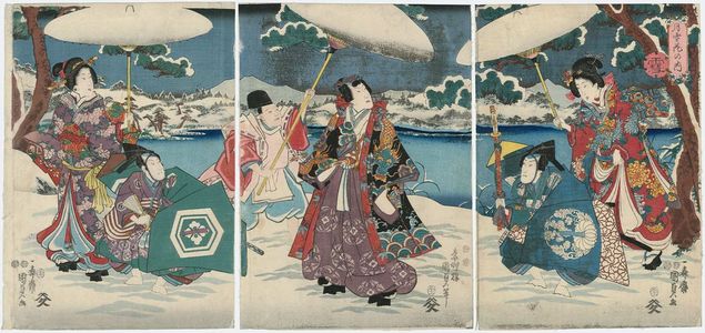 二代歌川国貞: Snow (Yuki), from the series Moon, Snow, and Flowers (Getsusekka no uchi) - ボストン美術館