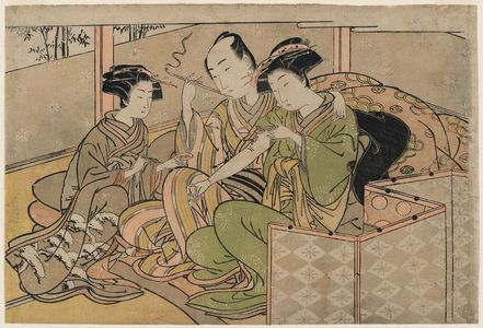 Kitao Shigemasa: Courtesan Using Moxa To Burn From Her Arm the Tattoued Name of a Former Lover - Museum of Fine Arts