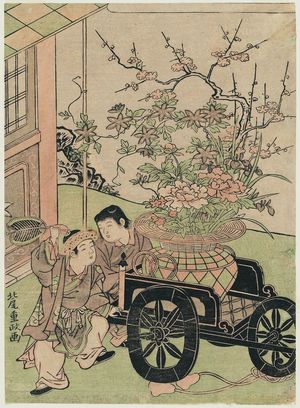 Kitao Shigemasa: Chinese Boys and Flower Cart - Museum of Fine Arts
