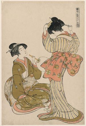 Kitao Shigemasa: Two Beauties, from the series Beauties of the Eastern Quarter (Tôhô bijin no zu) - Museum of Fine Arts