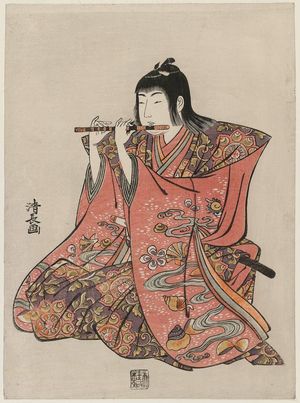 鳥居清長: Flute Player, from an untitled set of Five Musicians (Gonin-bayashi) - ボストン美術館