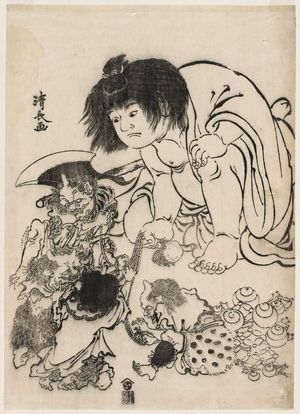 Torii Kiyonaga: Kintarô Making Four Demons Draw Lots - Museum of Fine Arts