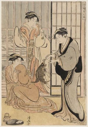 Torii Kiyonaga: Snowy Morning in the Pleasure Quarters (Seirô yuki no ashita) - Museum of Fine Arts