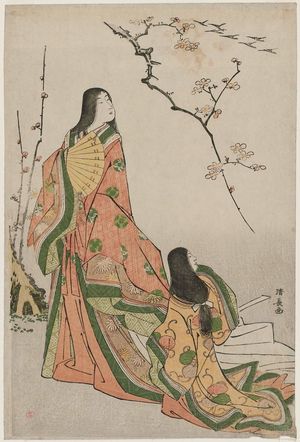 Torii Kiyonaga: Lady Ise Watching Flying Geese, from an untitled series of classical beauties - Museum of Fine Arts