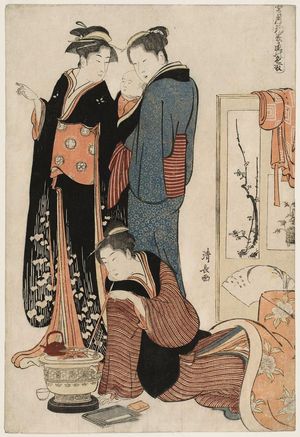 Torii Kiyonaga: Snow, from the series A Combination of Three Colors: Snow, Moon, and Flowers (Setsugekka mitsu no irodori) - Museum of Fine Arts