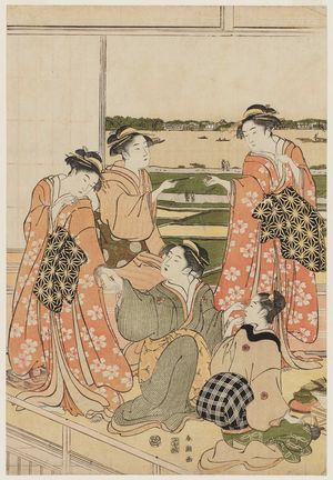 Katsukawa Shuncho: Party in a Second-floor Room in the Yoshiwara - Museum of Fine Arts
