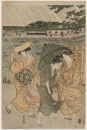 Katsukawa Shuncho: Women in an Evening Shower - Museum of Fine Arts
