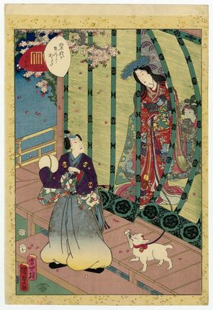 二代歌川国貞: No. 36, Kashiwagi, from the series Lady Murasaki's Genji Cards (Murasaki Shikibu Genji karuta) - ボストン美術館