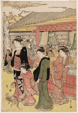 Hosoda Eishi: Women at Shops near Sensô-ji Temple in Asakusa - Museum of Fine Arts