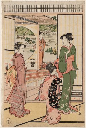 Hosoda Eishi: Women in a Mansion with a Garden - Museum of Fine Arts