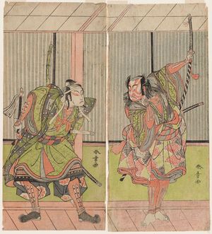 Katsukawa Shunsho: Actors Ichikawa Komazô as Yoshitsune (L) and Ichikawa Yaozô as Kajiwara (R) - Museum of Fine Arts