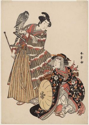 勝川春章: Actors Ichikawa Monnosuke II and Iwai Hanshirô IV - ボストン美術館
