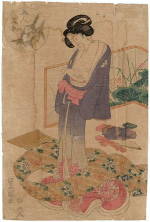 歌川豊重: from the series Five Beautiful Women (Gonin bijô) - ボストン美術館