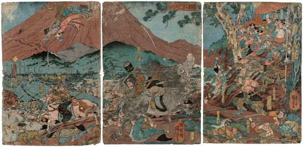 Estampe japonaise "Lord Yoritomo's Hunt at Mount Fuji (Yoritomo kô Fuji no mikari no zu)" par Utagawa Kuniyoshi, 歌川国芳 (Utagawa Kuniyoshi)