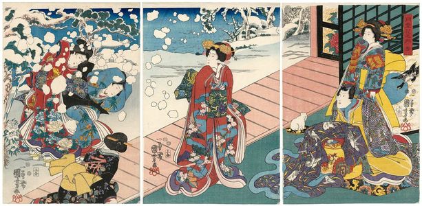 歌川国芳: Snow (Yuki), from the series Moon, Snow, and Flowers (Getsusekka no uchi) - ボストン美術館