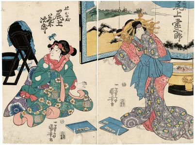Utagawa Kuniyoshi: Actors Onoe Eizaburô (R), Onoe Kikujirô (L) - Museum of Fine Arts