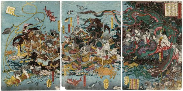 Utagawa Kuniyoshi: The Diving Woman of the Western Sea Encounters the Heike Clan under the Water - Museum of Fine Arts