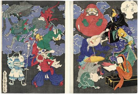 月岡芳年: Night Parade of One Hundred Demonic Objects (Hyakki yagyô) - ボストン美術館
