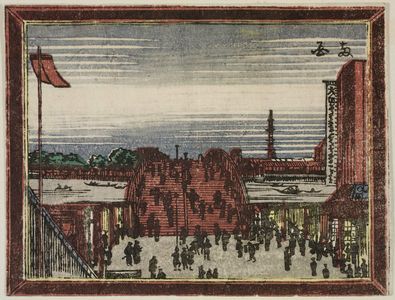 葛飾北斎: Ryôgoku, from the series The Dutch Picture Lens: Eight Views of Edo (Oranda gakyô, Edo hakkei) - ボストン美術館