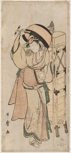 Kitagawa Utamaro: Actor Nakamura Noshio II as a Buddhist Pilgrim (Rokubu) - Museum of Fine Arts