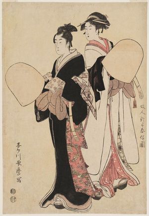 Kitagawa Utamaro: Young Couple Dressed as Mendicant Monks - Museum of Fine Arts