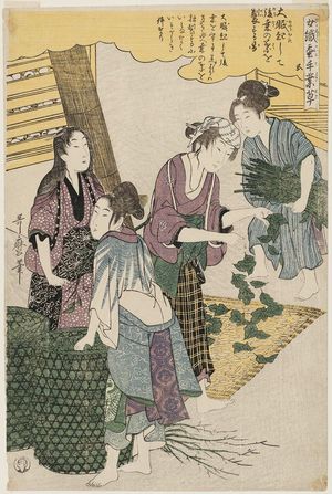 Kitagawa Utamaro: No. 5 from the series Women Engaged in the Sericulture Industry (Joshoku kaiko tewaza-gusa) - Museum of Fine Arts