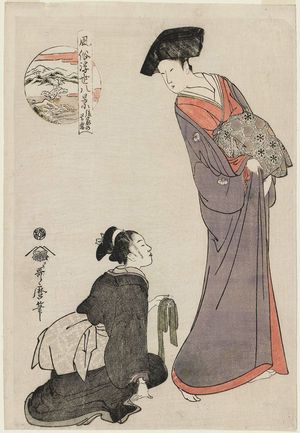 Kitagawa Utamaro: Twilight Snow of the Widow (Goke no bosetsu), from the series Eight VIews of Floating World Customs (Fûzoku ukiyo hakkei) - Museum of Fine Arts