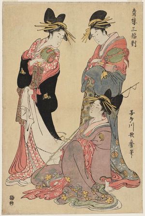 Kitagawa Utamaro: A Triptych of Courtesans (Seirô sanpukutsui) - Museum of Fine Arts