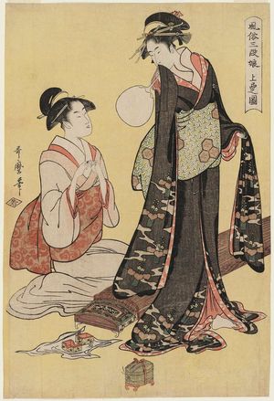 Kitagawa Utamaro: Picture of the Upper Class (Jôbon no zu), from the series Three Ranks of Young Women According to their Fashions (Fûzoku sandan musume) - Museum of Fine Arts
