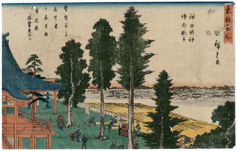 歌川広重: Panoramic View from the Precincts of the Kanda Myôjin Shrine (Kanda Myôjin keidai chôbô), from the series Famous Places in the Eastern Capital (Tôto meisho) - ボストン美術館