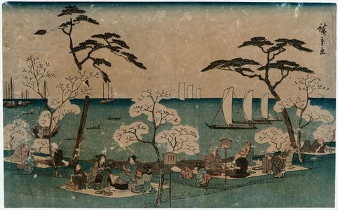 Utagawa Hiroshige: Amusements at Goten-yama (Goten-yama yûkyô), from the series Famous Places in the Eastern Capital (Tôto meisho) - Museum of Fine Arts