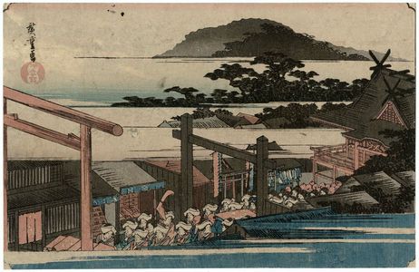 Utagawa Hiroshige: Precincts of the Shiba Shinmei Shrine (Shiba Shinmei keidai), from the series Famous Places in the Eastern Capital (Tôto meisho) - Museum of Fine Arts