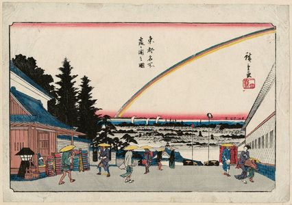 Utagawa Hiroshige: View of Kasumigaseki (Kasumigaseki no zu), from the series Famous Places in the Eastern Capital (Tôto meisho) - Museum of Fine Arts