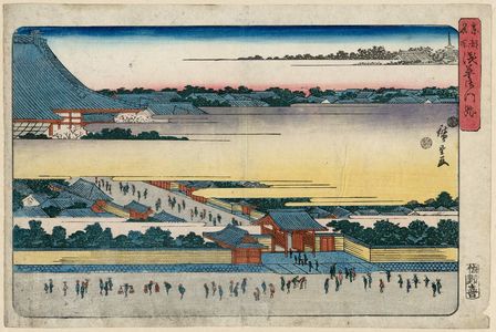 歌川広重: Higashi Hongan-ji Temple at Asakusa (Asakusa Gomonzeki), from the series Famous Places in the Eastern Capital (Tôto meisho) - ボストン美術館