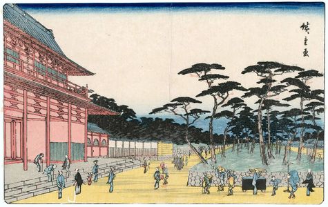 Utagawa Hiroshige, 歌川広重 (Utagawa Hiroshige I)による浮世絵「Zôjô-ji Temple in Shiba (Shiba Zôjô-ji), from the series Famous Places in the Eastern Capital (Tôto meisho)」