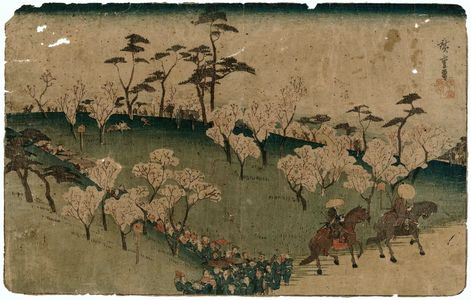 Utagawa Hiroshige: Cherry-blossom Viewing at Asuka Hill (Asukayama hanami), from the series Famous Places in Edo (Kôto meisho) - Museum of Fine Arts