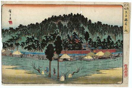 Utagawa Hiroshige: Inari Shrine at Ôji (Ôji Inari no hokora), from the series Famous Places in Edo (Kôto meisho) - Museum of Fine Arts