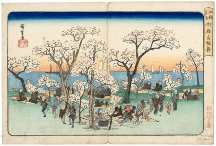 歌川広重: Amusements at Goten-yama (Goten-yama yûkyô), from the series Famous Places in Edo (Kôto meisho) - ボストン美術館